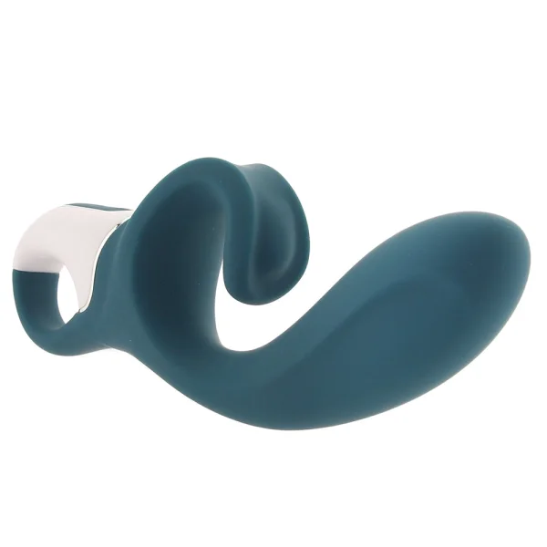 Satisfyer Hug Me Silicone Rechargeable Flexible App Enabled Dual Stimulation Vibrator - Steel Blue