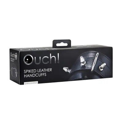 Spiked Leather Handcuffs Black