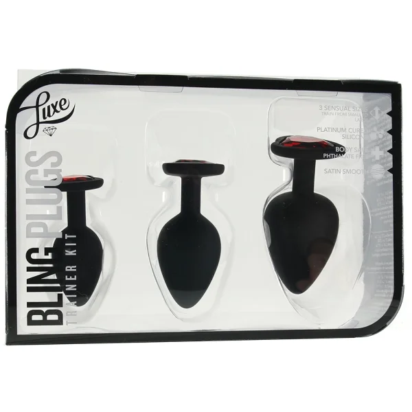 Luxe Bling Plugs Silicone Butt Plug Training Kit with Red Gems — image 10 of 10