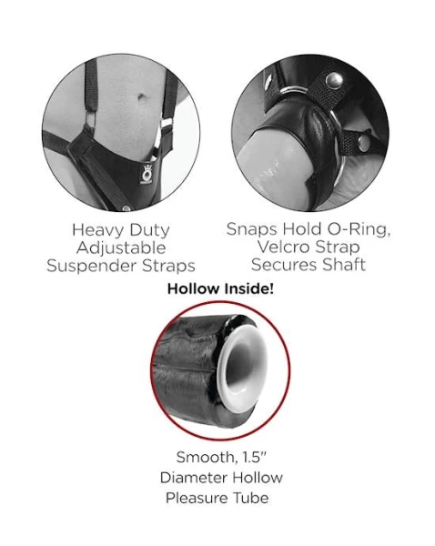 King Cock 11 Inch Two Cocks One Hole Hollow Strap On Suspender System - 11 Inch