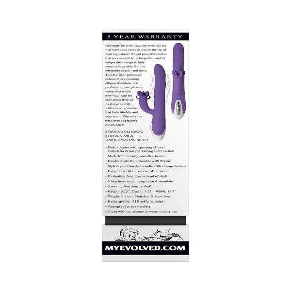 Evolved Tilt-o-whirl Dual Vibe With Spinning Clit Stimulator 8 Vibe Functions And 5 Wave Functions I — image 5 of 9