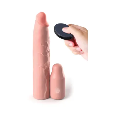 Butt Plugs Fantasy X tensions Elite Sleeve Vibrating 9in With 3in Plug W remote Light