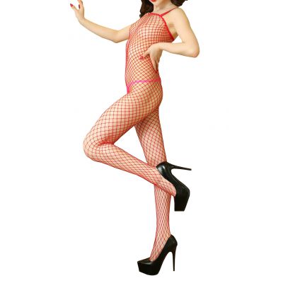 O S Black Fishnet Bodystocking with Straps