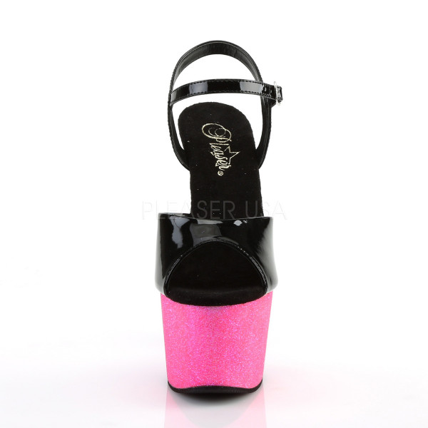 7 inches Heel, 2 3/4 inches Ombre Glittered PF Ankle Strap Sandal — image 14 of 25