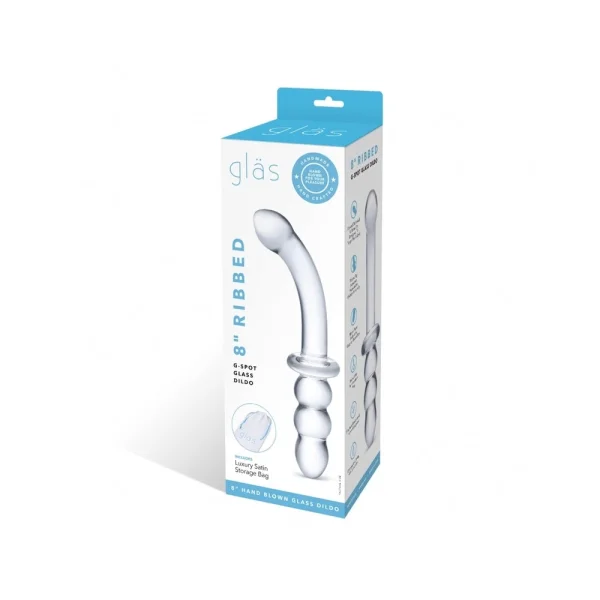 8"  Ribbed G-spot Glass Dildo — image 8 of 13