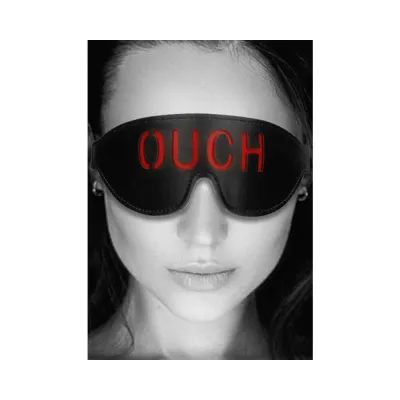 Ouch Black White Bonded Leather Eye Mask Ouch With Elastic Straps Black