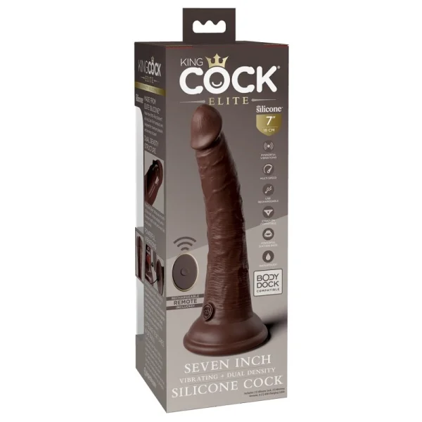 Pipedream Products King Cock Elite 7” Vibrating Silicone Cock Brown