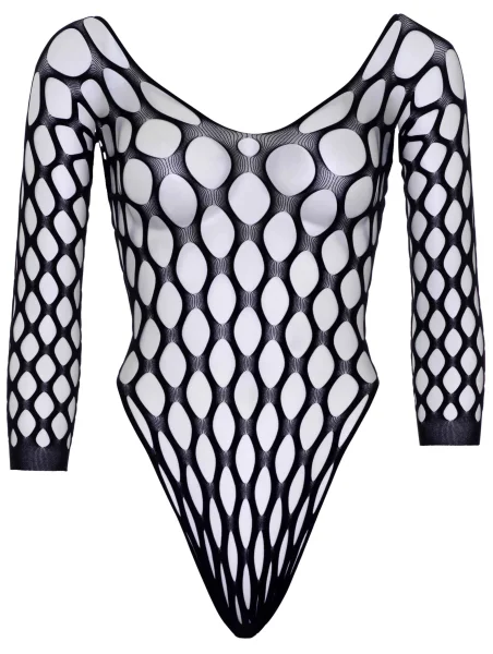 Pothole Net 3-4 Sleeve Bodysuit - One Size - Black