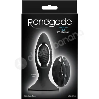 Renegade V2 Black Rechargeable Powerful Butt Plug With Remote Control