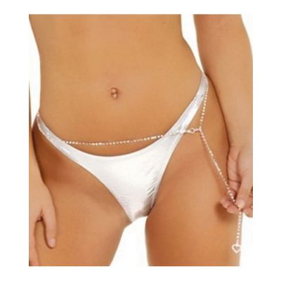 Dainty Rhinestone Belly Chain With Heart One Size