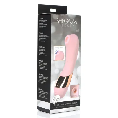 Shegasm Tickle Tickling Clit Stimulator With Suction Pink