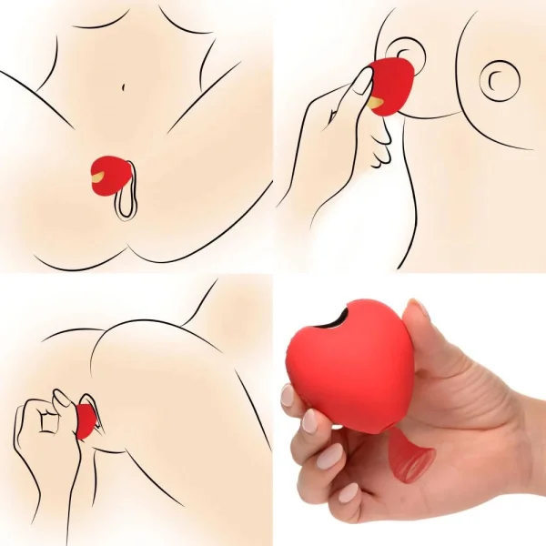 Shegasm 10x Heart Desire Silicone Suction Clit  Stimulator - Red