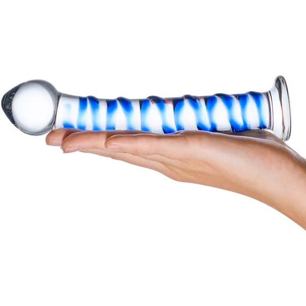 Glas Blue Spiral Glass Dildo
