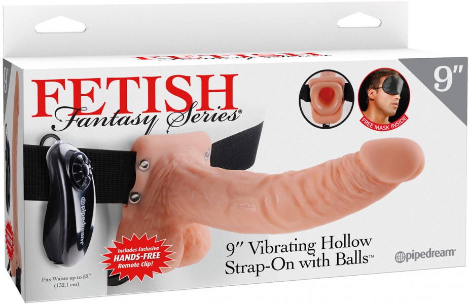 9" Vibrating Hollow Strap-On + Balls