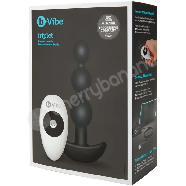 B-Vibe Triplet Black Flexible Silicone Vibrating Anal Beads