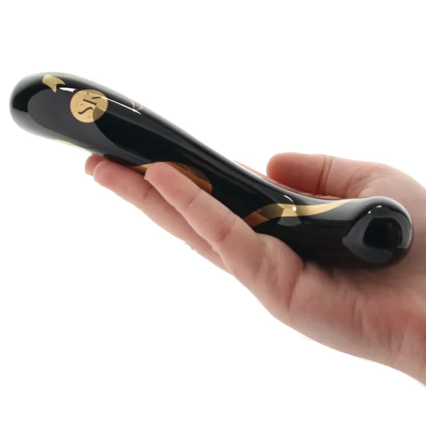 Secret Kisses Handblown Double Ended Glass Dildo 7" - Black & Gold