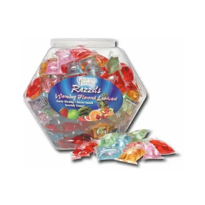 Razzels Warming Lubricant Assorted Flavors 10ml Pillows Bowl Of 100