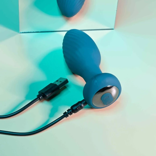 Playboy Pleasure Spinning Tail Teaser Silicone Rotating Vibrating Butt Plug With Remote - Evergreen