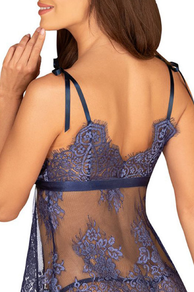 Flowlace Blue Lace Babydoll with Thong By Obsessive