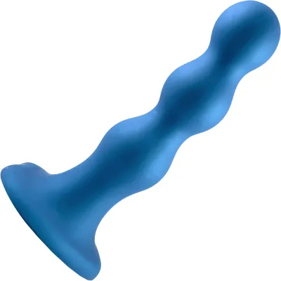 Strap on Me Hybrid Collection Ballsy Silicone Suction Cup Dildo S Metallic Blue