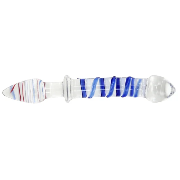 Dual-Ended Swirl Glass G-Spot / P-Spot Dildo & Anal Plug