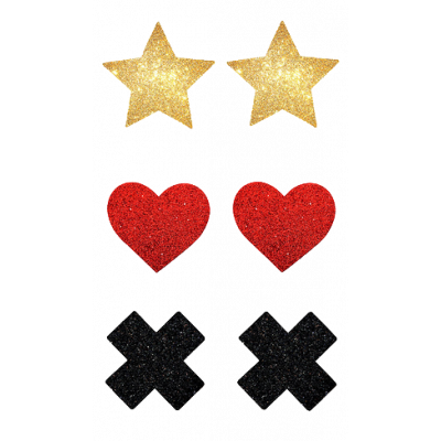 3 Pairs Glitter Romance Nipple Covers BOXED