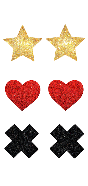 3 Pairs Glitter Romance Nipple Covers *BOXED*