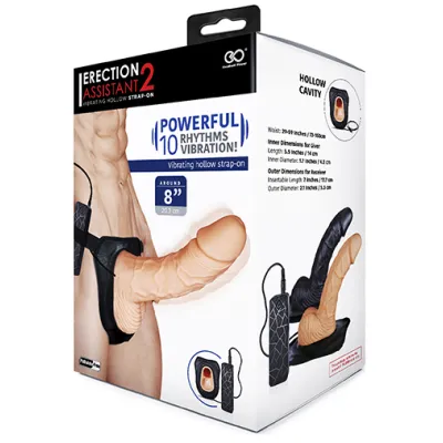 Erection Assistant 2 Vibrating Hollow Strap On Flesh 20 cm Vibrating Hollow Strap On