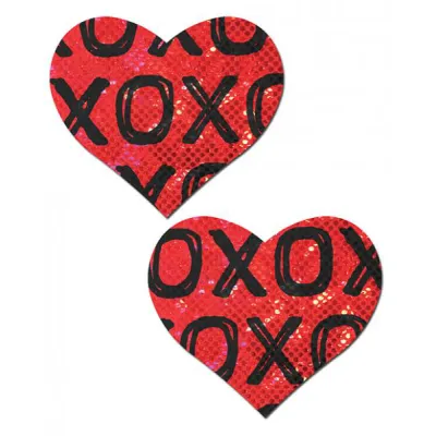 Pastease Shattered Glass Disco Ball Red With Black XO Heart