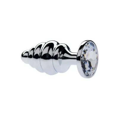 Kink Range Alloy Gemmed Butt Plug 3 7 Inch White Large