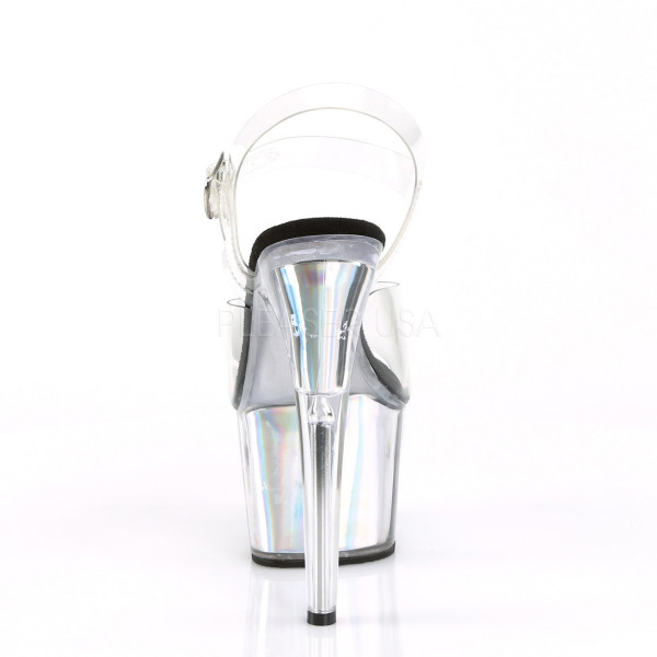 7 inches Heel, 2 3/4 inches PF Ankle Strap Sandal w/ Hologram Inserts — image 4 of 12