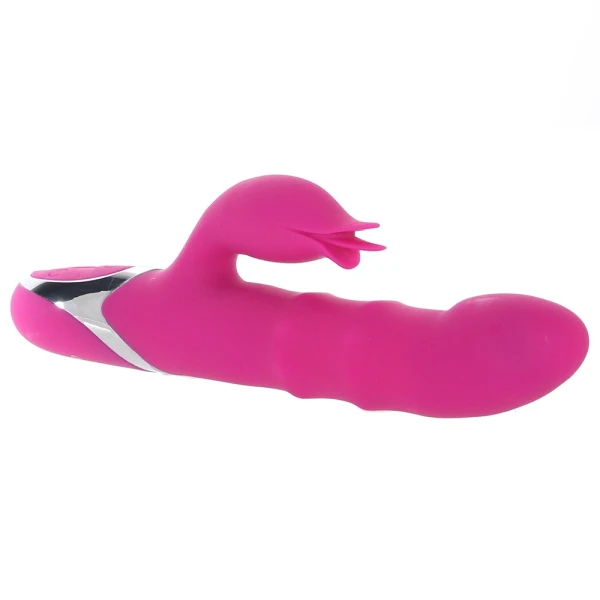 Enchanted Embrace Rechargeable Silicone Dual Stimulation Vibrator With Thrusting Beads By CalExotics