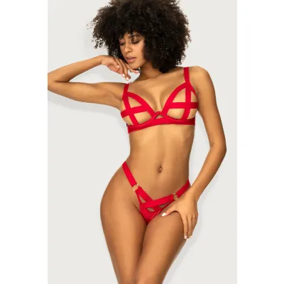 Mapale by Espiral Trix 2 Piece Red Caged Bra Set