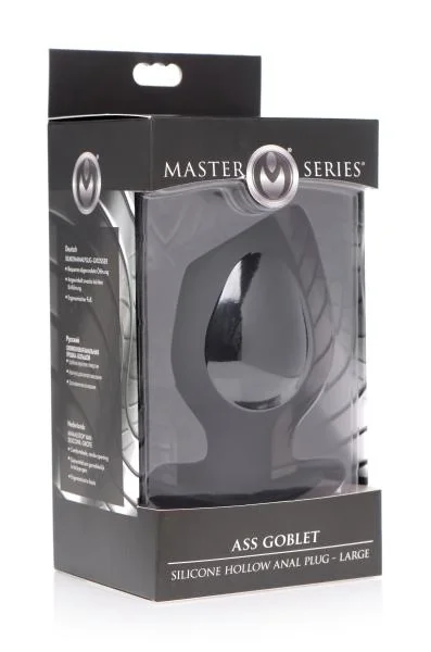 Ass Goblet Silicone Hollow Anal Plug Large Black