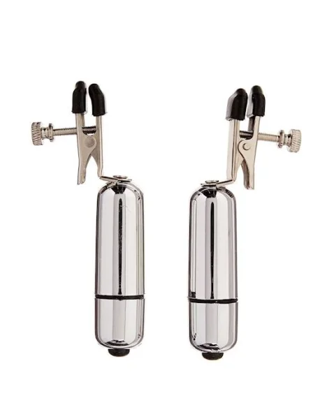Wireless Vibrating Nipple Clamps - Silver