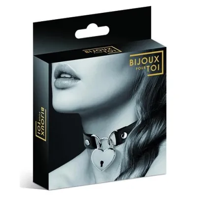 Bijoux Pour Toi Heart Padlock Choker Black