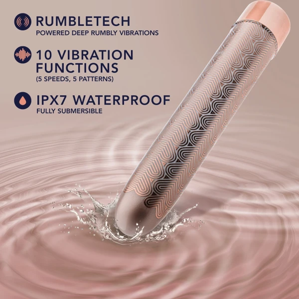 The Collection Lattice Limited Edition Rechargeable Waterproof Slimline Vibrator By Blush - Rose Gold