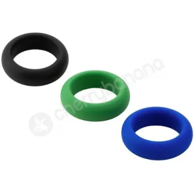 Je Joue Silicone Cock rings Green Black Blue 3 Intensity Levels 3pk