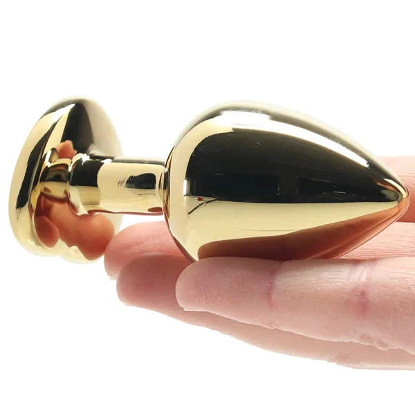Shots Ouch! Heart Gem Butt Plug Medium - Gold/Ruby Red