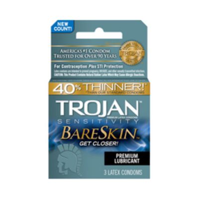 Trojan Bareskin Thinner Latex Condoms 3 Pack