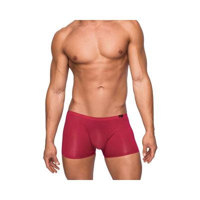 Male Power Seamless Sleek Sleek Short W sheer Pouch Wine Small