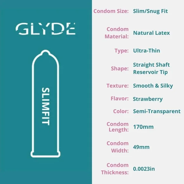 Glyde SlimFit Small Size Strawberry Flavored Vegan Condoms | 12-Pack — image 21 of 25