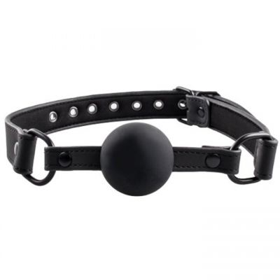 Bondara Matte PU Black Silicone Ball Gag with D Rings