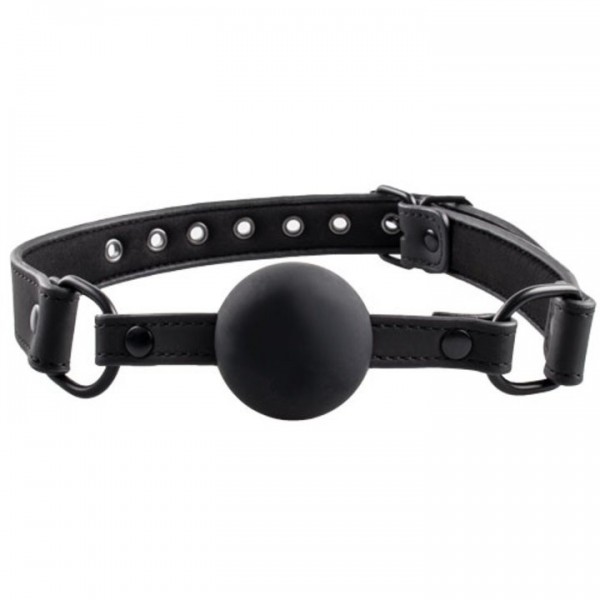 Bondara Matte PU Black Silicone Ball Gag with D-Rings