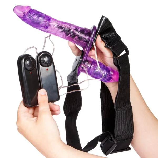 Bondara Two-Timer Purple Vibrating Double Strap-On - 7 Inch — image 5 of 5