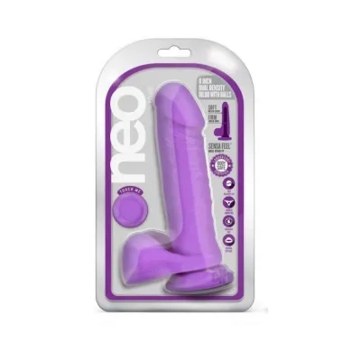 Neo Dual Density Dildo 8 In Neon Purple