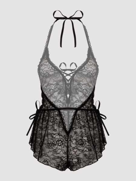 Lovehoney Plus Size Flirty Lace Black Teddy