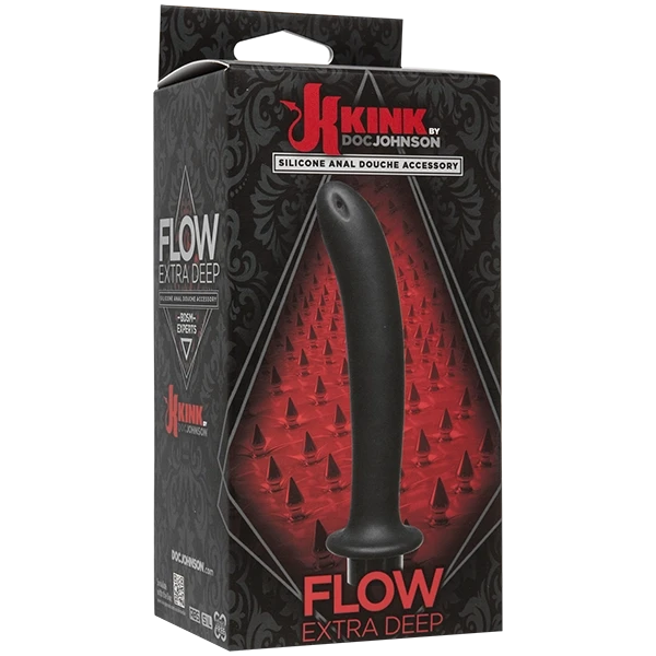 Kink Flow Silicone Anal Douche Accessory Extra Deep - Black