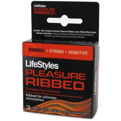 Lifestyles Pleasure Ribbed Condoms 3 Pack