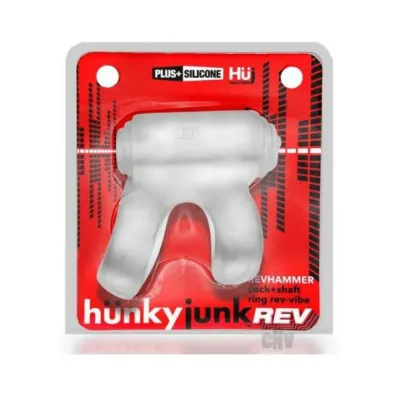 Cock Rings Hunkyjunk Revhammer Cock Shaft Ring With Bullet Vibrator Clear Ice